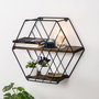 Hanah Home Liliales Estante Flotante Negro y Nogal Oscuro